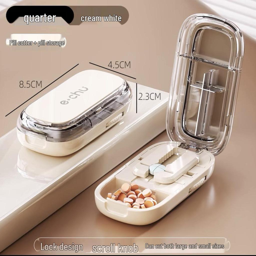Pill Cutter & Divider: Precise 1/4 & 1/2 Cutting, Portable Pill Box