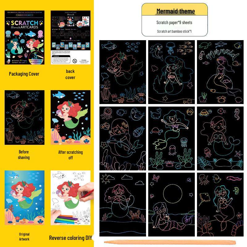 Colorful Scratch Art Set: Cartoon DIY Doodle & Drawing Book for Kids