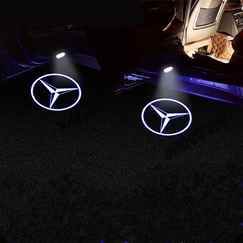 2PCS Car Door Emblem LED Light Welcome Lamp Wireless Laser Projector For Mercedes Benz B/C/E GLC Interior Mouldings TYD-BENGCHI QH1