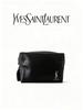 YSL - Черная косметичка из лакированной кожи с золотым логотипом и застежкой-молнией