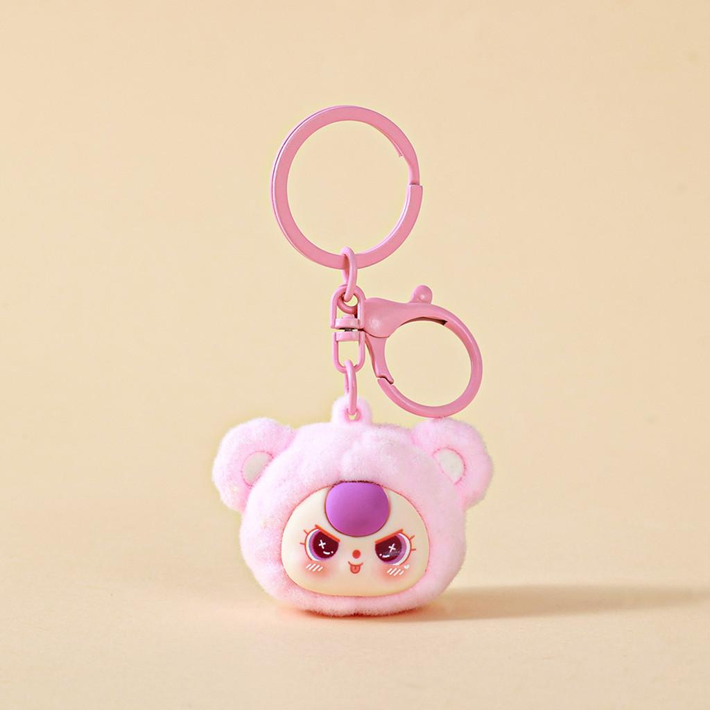 Cute Baby Three Cartoon Pile Coating Panda Head Pendant Keychain For Kids And Friends