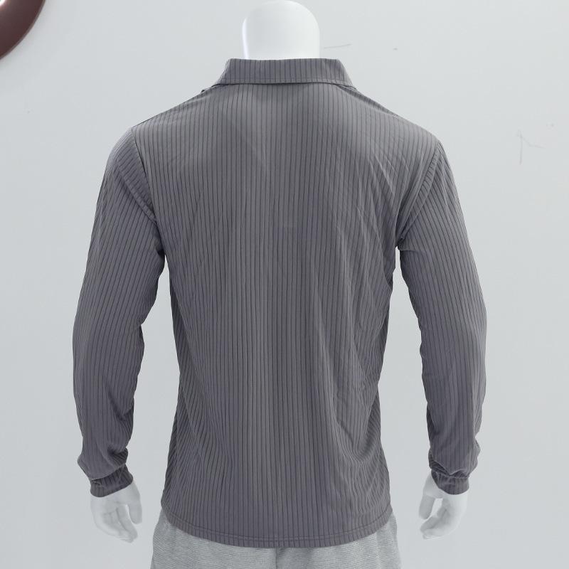 Мужская весенне-осенняя повседневная футболка с длинными рукавами и лацканами. Узкая спортивная рубашка-поло с лацканами, мужская мода.