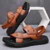 Модные летние нескользящие кожаные сандалии с открытым носком Новые сандалии и шлепанцы Мужские сандалии из натуральной кожи Взрослая обувь на толстой подошве для пляжа