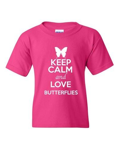 Keep Calm And Love Butterflies Flower Insect Animal Lover Youth Kids T-Shirt Tee Unisex T-Shirt