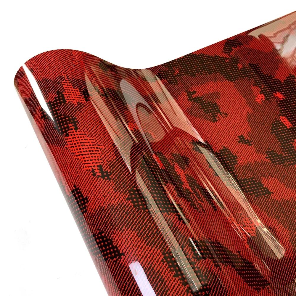 Красная глянцевая виниловая автомобильная пленка с воздухоотводящими каналами, наклейки из углеродного волокна, автомобильные аксессуары, водонепроницаемые, термостойкие автомобильные наклейки