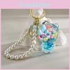 Брелок Мишка из Кристальных Бусин Цветной Подвеска на Сумку Аксессуар Подарок с Жемчужной Цепочкой