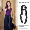 Black Polka Dot Dual-Use Belt Scarf: Long Tie Ribbon Accessory for Jeans or Waist Decoration