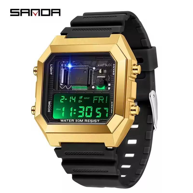 SANDA 6216 Fashion Electronic Watch Men's Military Sports Waterproof Watch Alarm Clock Stopwatch Men's LED Digital Men's Watches