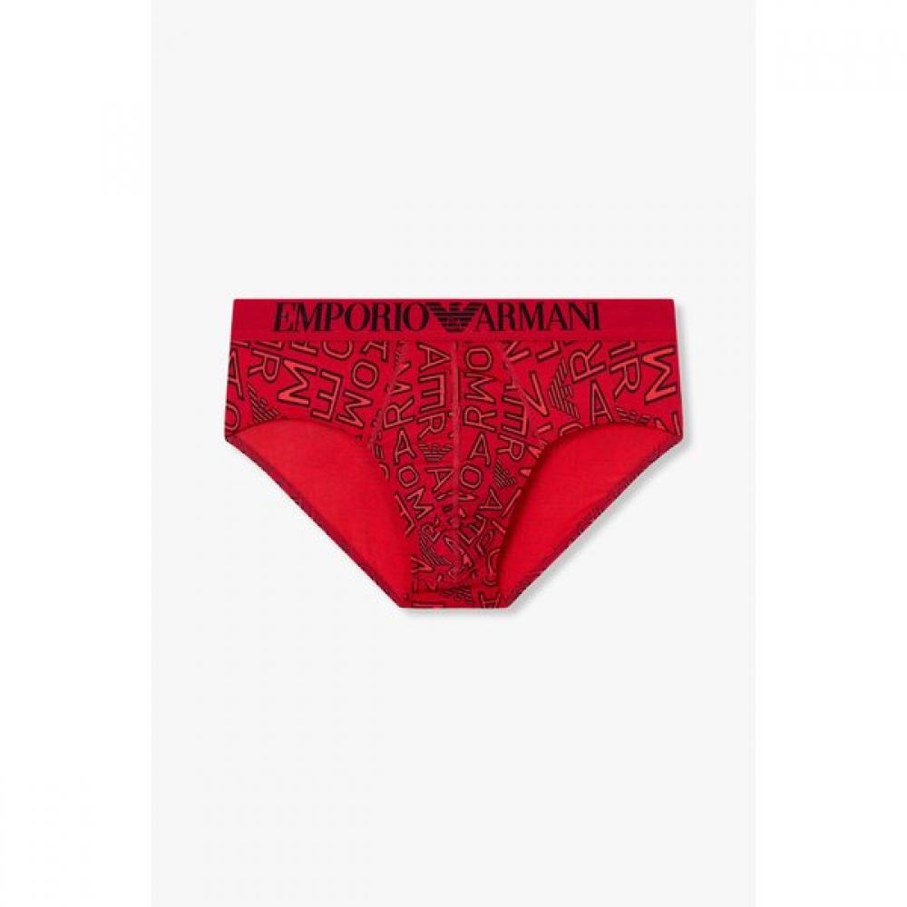Emporio Armani Мужское нижнее белье-слипы с узором из логотипов и полос, полиэстер, 2 шт. 0815111026 0815111029