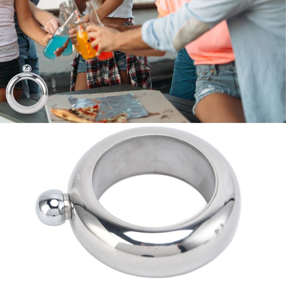 Mirror Polished Hip Flask Silver Stainless Steel Liquor Flask Glitter Bracelet Flask Gift
