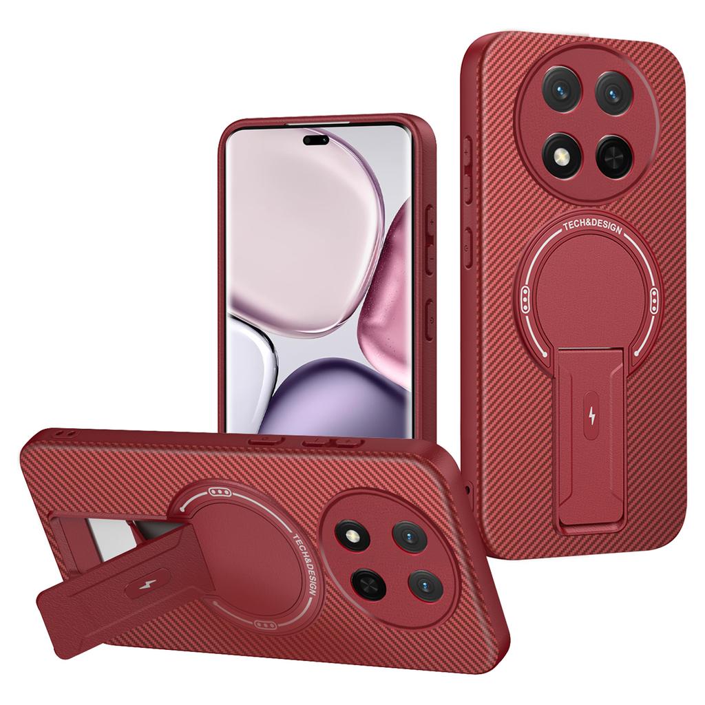 Чехол для телефона Honor X9c 5G/X60 Pro 5G/Magic7 Lite 5G с текстурой углеродного волокна, PC+TPU накладка с подставкой