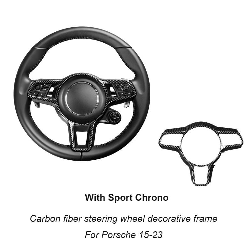 For Porsche Cayenne Panamera Macan 718 911 2006-2024 2023 2022 2021 Carbon Fiber Texture Steering Wheel Panel Frame Cover Trim