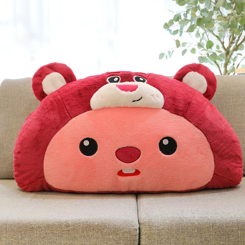 Strawberry Bear Ruby Plush Pillow Girls Bedside Beaver Cushion Home Car Ornament Throw Pillow