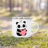 Кружка эмалированная с креативным принтом панды с цветами, для воды, напитков, десертов, завтрака, молока, детская, с ручкой, подарки на день рождения для детей