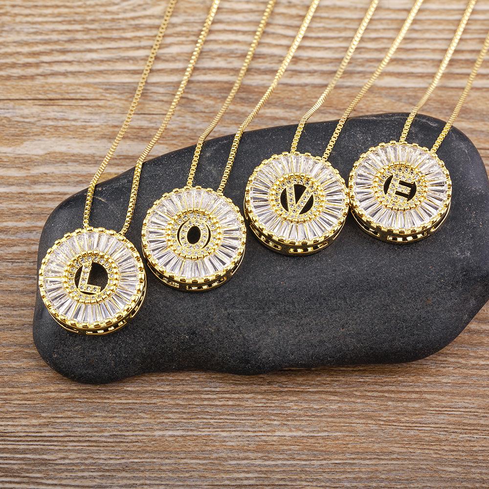 Nidin Name Initials A-Z 26 Zircon Letters Necklace Gold Color Alphabet Clavicle Chain Choker For Women Pendant Collar Jewelry