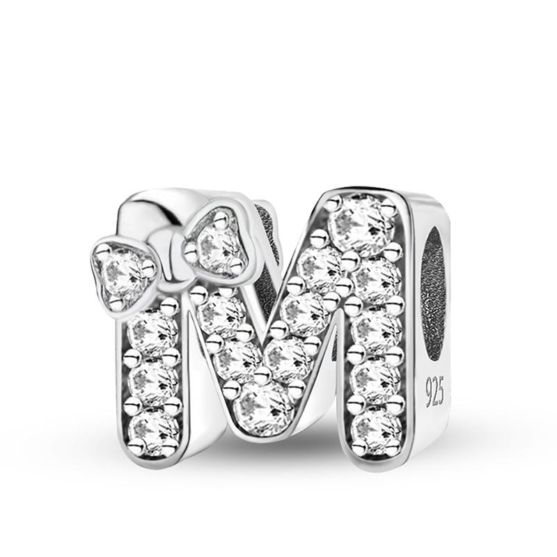 Медные Шармы-Бусины Серии Писем с Узлом-Бабочкой и Цирконами, Подходят для Оригинального Браслета Пандора, Браслета-Бенгла, DIY Ювелирные Изделия для Женщин, Подарок