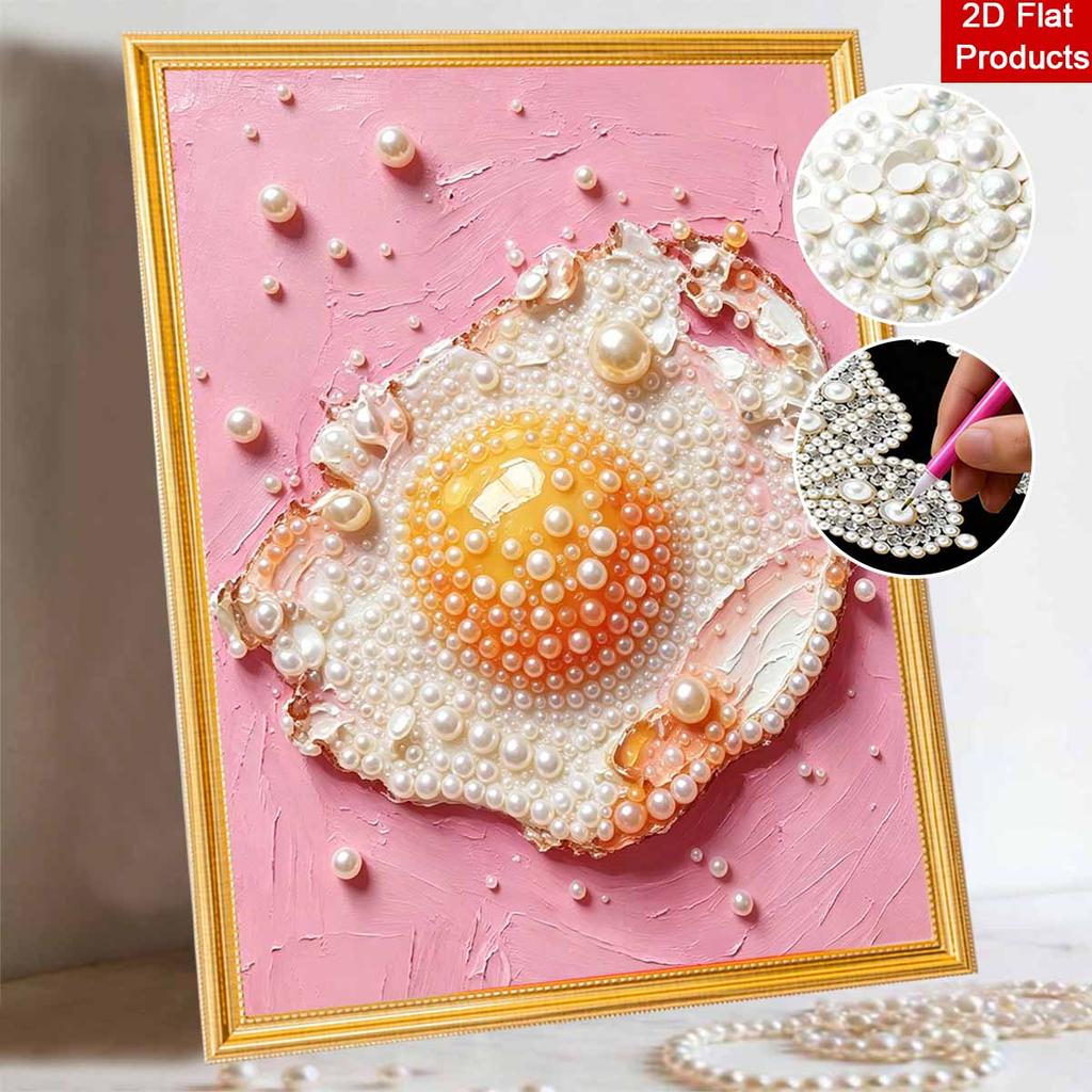 DIY Pearl and Diamond Painting Kit for Adults and Beginners. Sparkling Fried Egg Art. Suitable for Home Wall Decor and Handmade Gifts