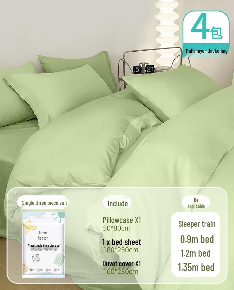 Portable Disposable Bed Sheet & Pillowcase Set: Anti-Dirty, Thickened Four-Piece Travel Kit for Double & Single Beds