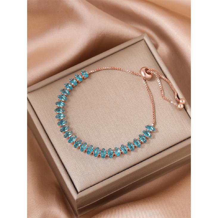 Charm Female Red Rainbow Green Purple Zircon Stone Bracelet Cute Rose Gold Color Wedding Boho Jewelry For Women