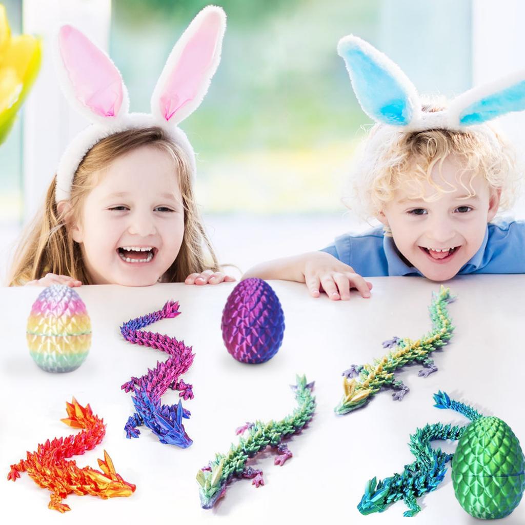 Набор из 6 3D-печатных пасхальных драконов, наполнение пасхальной корзины, таинственные яйца, хрустальная игрушка-дракон, сюрприз-игрушки в виде животных, напечатанные на 3D-принтере
