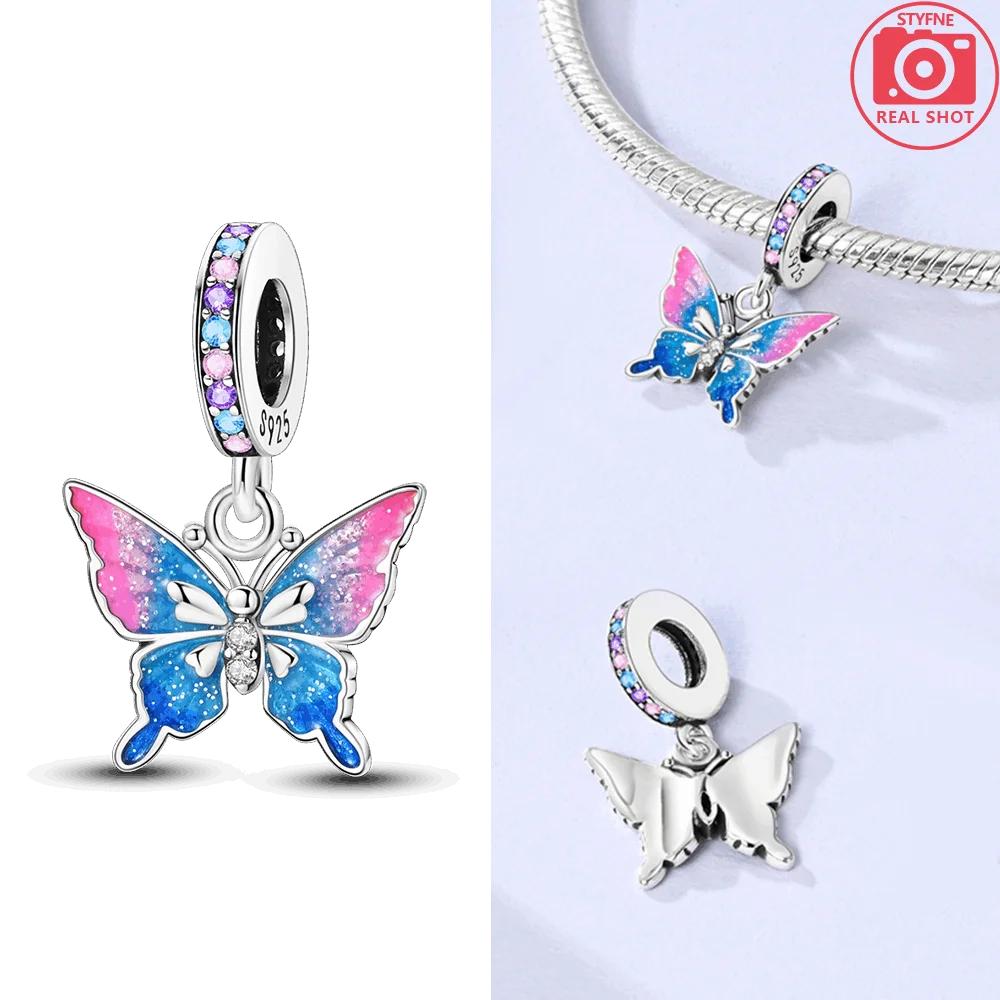 Glowing Luminous Firefly Original Copper Butterfly Pendant Charm Beads Fit Bracelet Charm Making Jewelry Fine Gift Accessory
