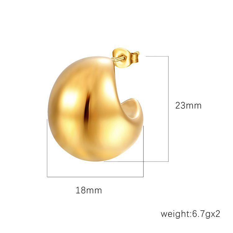 Round high-end stainless steel hollow earrings, simple and fashionable women's geometric titanium steel earrings, earrings