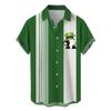 Men'S Summer Shirt 3D Printing Fashion Casual Green Collection Loose Short Sleeve Shirt