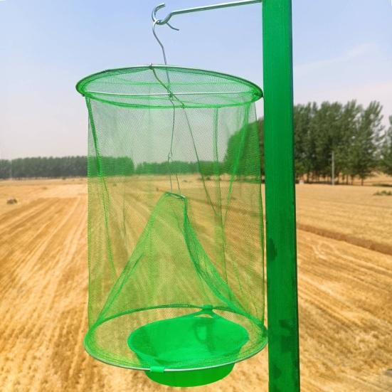 Hanging Fly Trap Indoor Outdoor Garden Farm Barn Ranch Foldable Fly Catcher Bag Heavy Duty Weather-proof Reusable Fly Control Green Cage