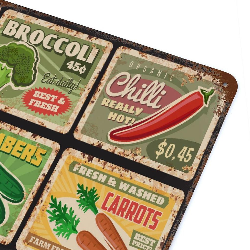 1-Pack aged metal wall signboard, 20×30cm and 30×40cm, rustic distressed design for living room, office or restaurant