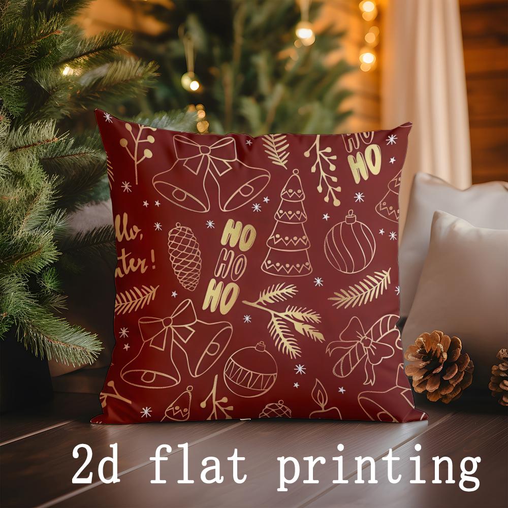 Home Decor Christmas Patterns Printed Pillow Covers Pattern Cushion Cover Suitable for Sofa Bedroom Car Pillow Cover