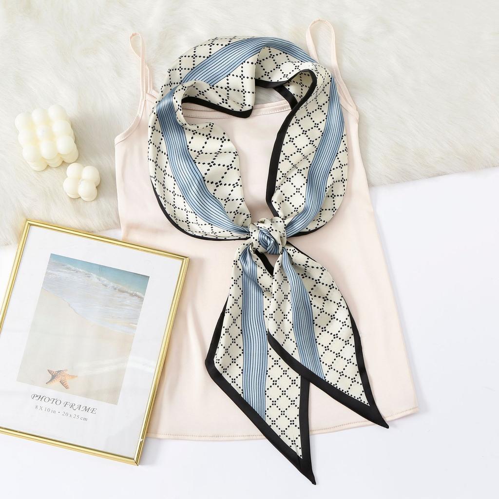 New Simulation Silk Long Scarf Fashionable Versatile Suit Double-Layer Scarf Decorative Bag Wrapped With Professional Scarf For Women