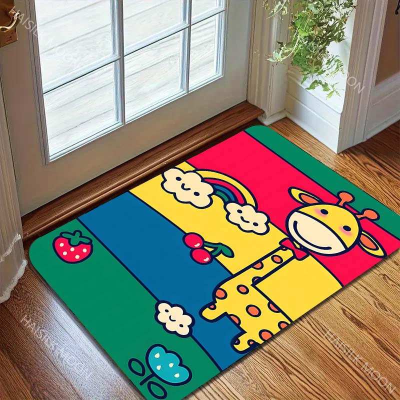 Ковер с рисунком жирафа в мультяшном стиле для гостиной, спальни, ванной комнаты, креативный коврик для прихожей, дивана, домашний декор, роскошные подарки