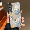 Чехол с винтажным цветочным узором для Samsung Galxy S26 Ultra S25 Edge S24 S23 S22 Plus S21 FE, тонкий чехол с магнитом и кольцом, матовый