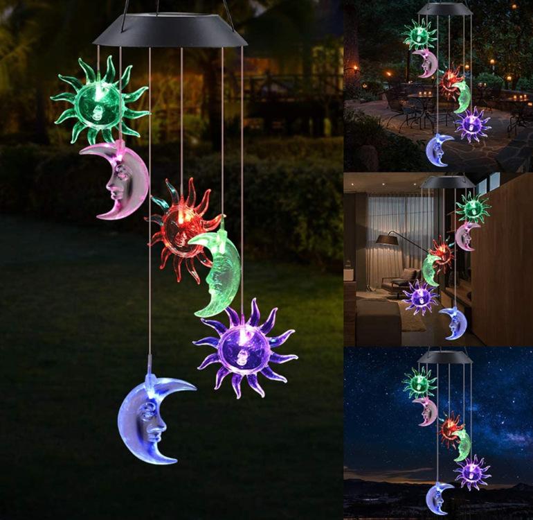 1PC Led Color Changing Solar Wind Chime Light Waterproof Outdoor Windchime Butterfly Hanging Lamp for Garden Decoration