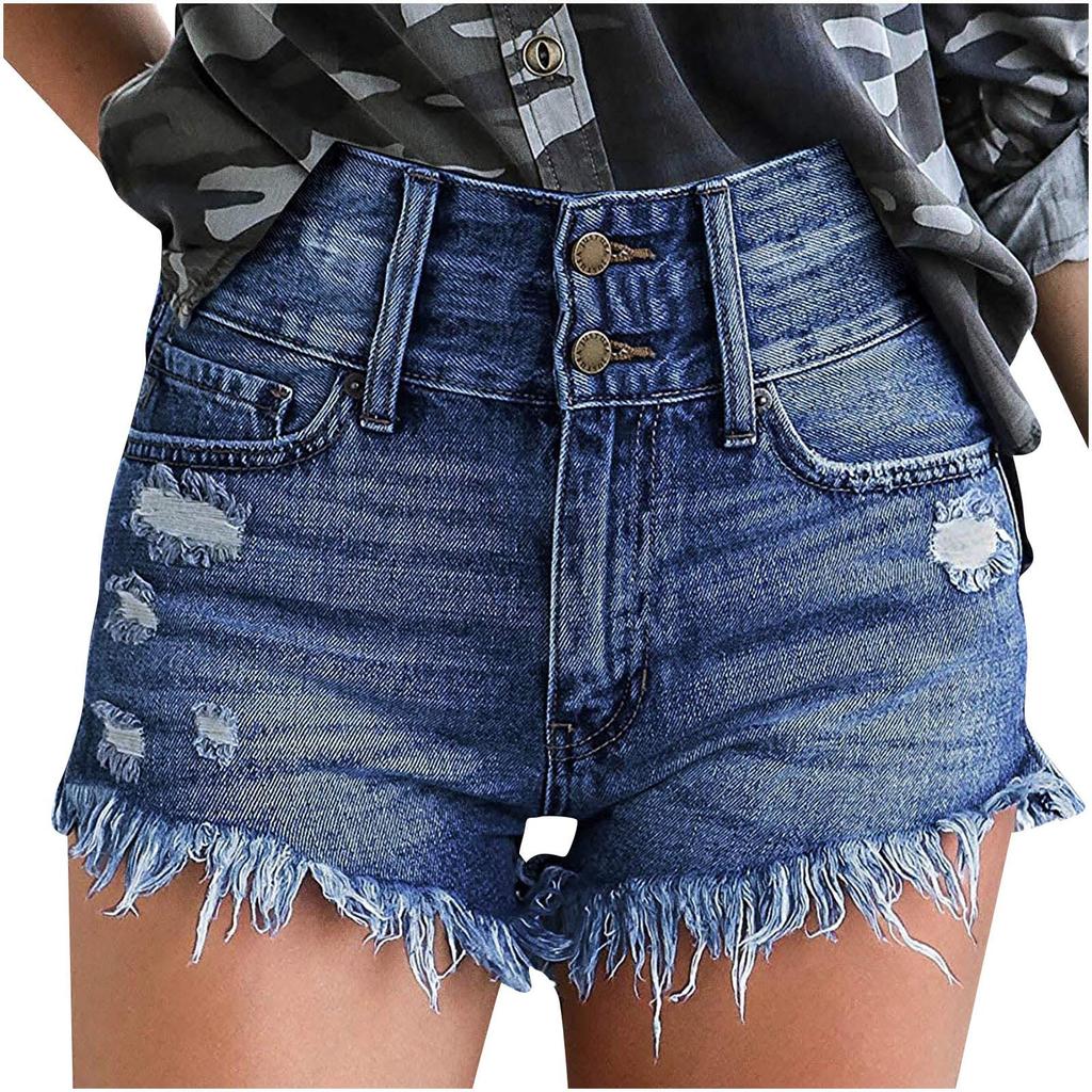 Женские повседневные джинсовые шорты с дырками, рваные джинсы с потертыми краями, нижние брюки