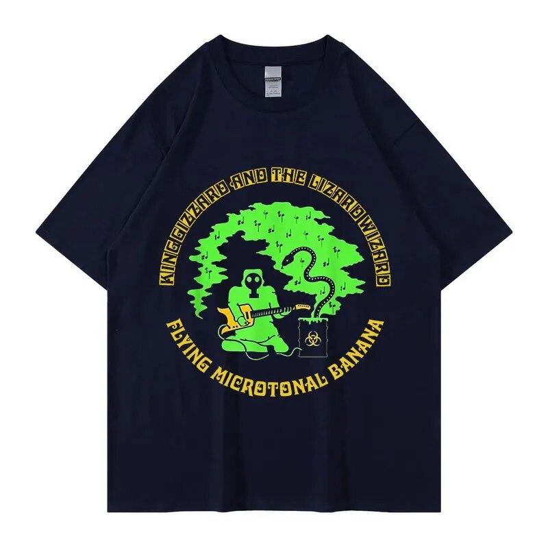 Футболка King Gizzard and The Lizard Wizard, футболка в стиле рок-группы в стиле ретро, хип-хоп, унисекс, WoUnisex, модные хлопковые футболки большого размера, уличная одежда
