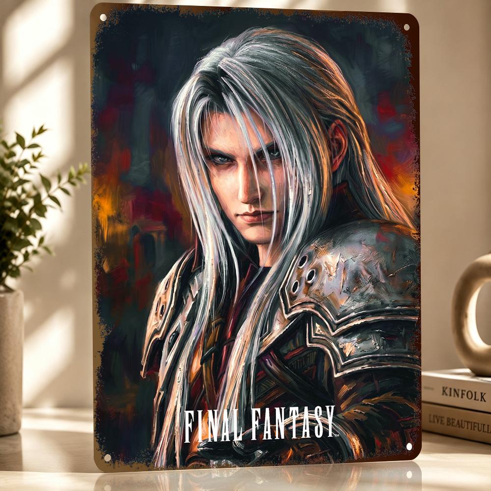 Sephiroth Final Fantasy Painting D Printed Texture Poster Personalized Wall Art Retro Metal Tin Signs for Room Decoration Man