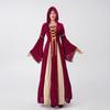 Halloween Adult Costume European Medieval Court Style Hooded Retro Long Dress Noble Queen Performance Costume