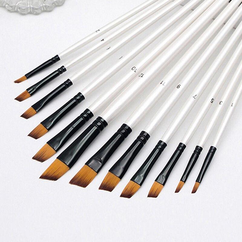 12pcs Artist Paint Brush Set Assorted Professional Brush Acrylic Oil Watercolor Brushes GZW