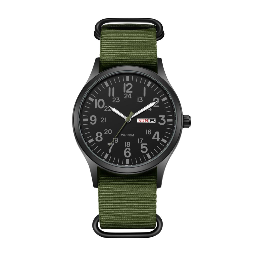 Military Watch Nylon Strap Luminous Analog Display Calendar Simple Stylish Antique Sports Watch Quartz Green Fashion Accessories Birthday Anniversary