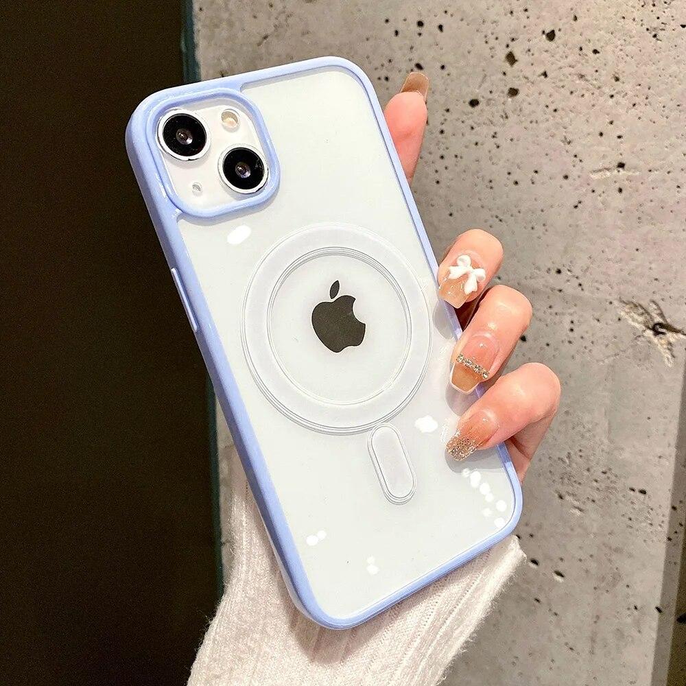 Роскошный магнитный чехол с беспроводной зарядкой для телефона Magsafe для iPhone 15 14 13 12 11 Pro Max XR XS X 7 8 SE мини противоударный чехол