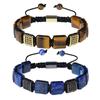 Cross-Border Fashion Square Tiger Eye & Lapis Lazuli Bracelet with Copper & Zircon for Women