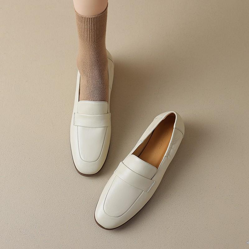 Krazing Pot Sheepskin Round Toe Low Heels Spring Shoes Brogues Slip On Big Size 43 Leisure Women Pumps