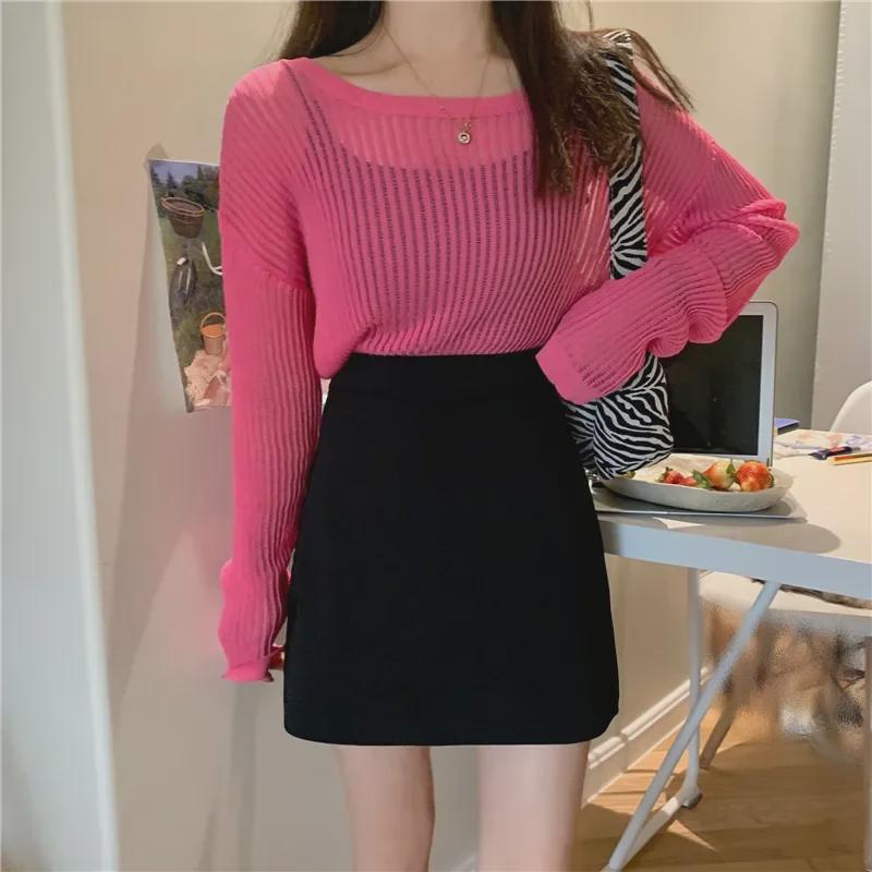 2023 Весна/Лето Корейская конфетная юбка А-силуэта с высокой талией, разноцветная студенческая юбка