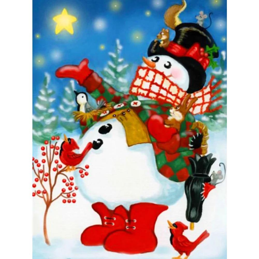 Алмазная живопись Art Full Drill Снеговик Алмазная картина Ручная работа Снежный день Diy Алмазная мозаика Картина Украшение дома Рождественский подарок