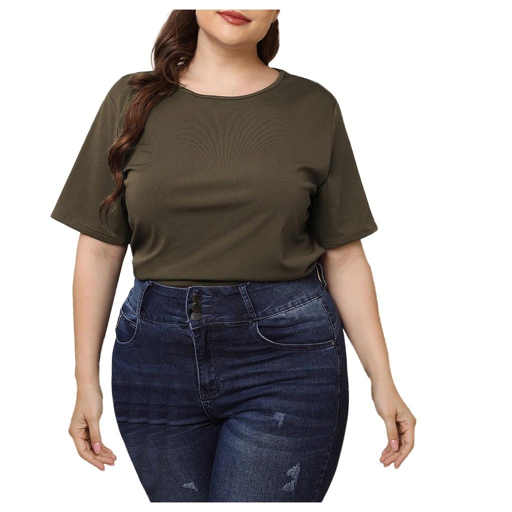Женский летний повседневный модный сексуальный удобный свободный топ большого размера с вырезом бабочки и круглым вырезом, однотонный топ с короткими рукавами