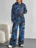 Purple Flower European And American Autumn And Winter Casual Long-Sleeved Suit Women'S Hooded Sweater Trousers Suit