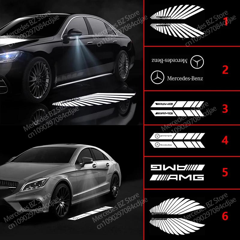 Горячая автомобильная наклейка 2026 Для Benz 2 шт. Светодиодная пленка для зеркала заднего вида автомобиля Проектор теневого призрака Для Mercedes Benz W222 W223 W205 W21