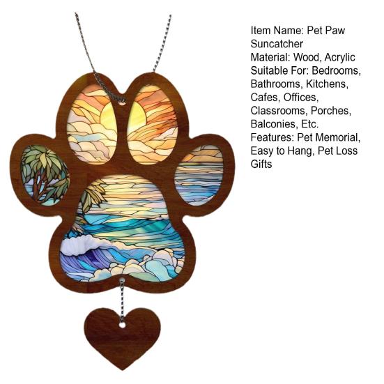 Pet Memorial Suncatcher Hanging Decoration Dog Cat Paw Car Rearview Mirror Hanging Ornament Loss of