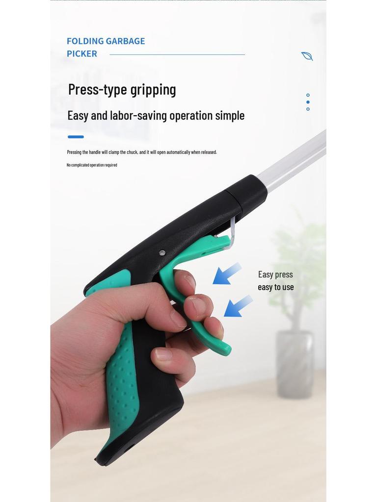 Durable Aluminum Folding Trash Picker with Magnetic Ring - Lightweight, Portable, Outdoor Hygiene Clip